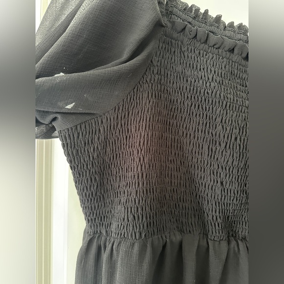 Chic Soul Black Square-Neck Puff-Sleeve Tiered Dress - Picture 4 of 8